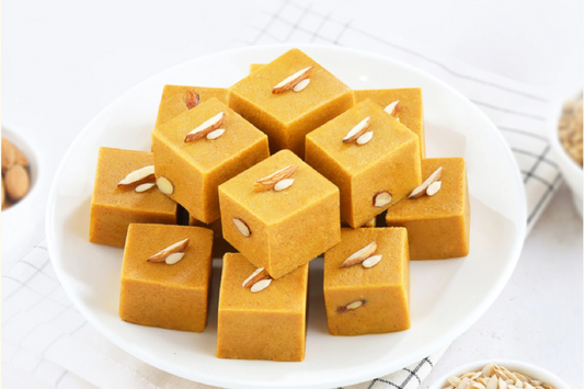 Almond Besan Burfee Made in Jaggery